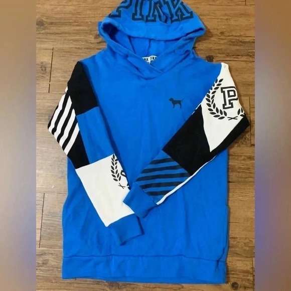 PINK Victoria's Secret Blue and Black Hoodie - Picture 7 of 9
